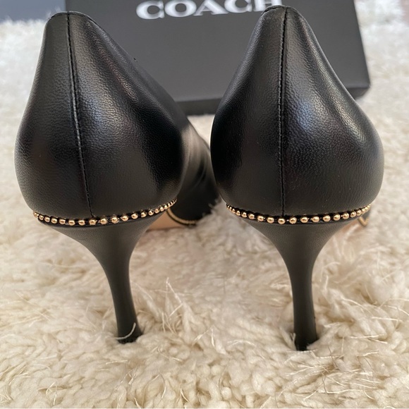 NEW COACH Samantha  Pointed Toe Pump Black/Gold Leather 7.5 - Picture 5 of 12